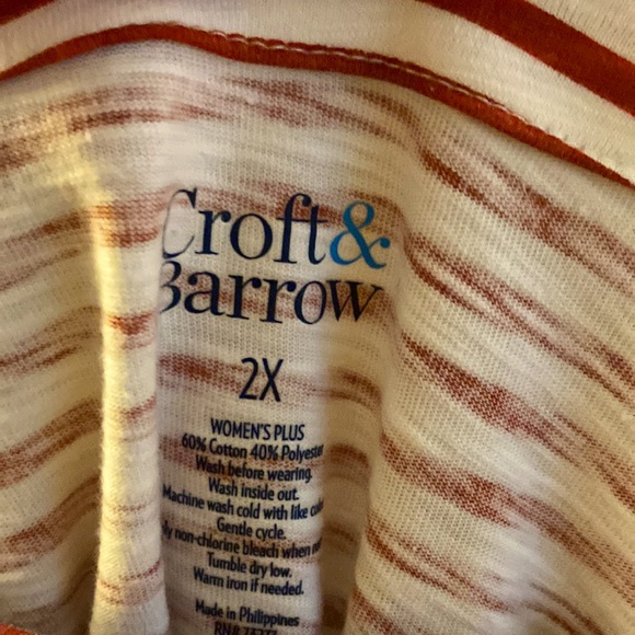 Rust and cream striped blouse with brown buttons - Picture 3 of 3